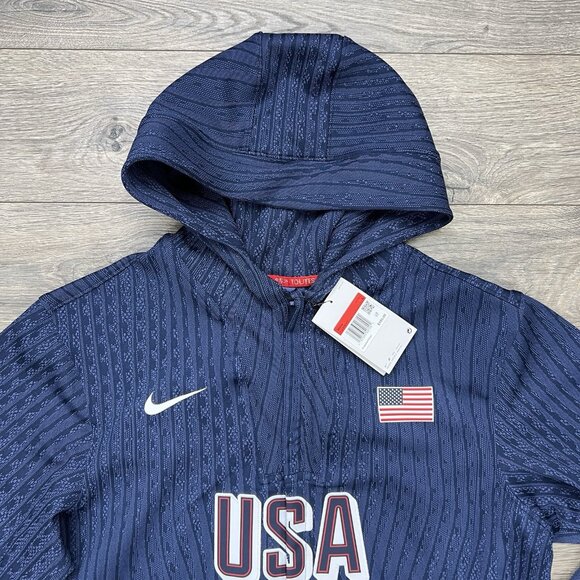 Nike ADV USA Basketball Game Jacket Size Large Mens Dri Fit Obsidian Blue White - Picture 9 of 15